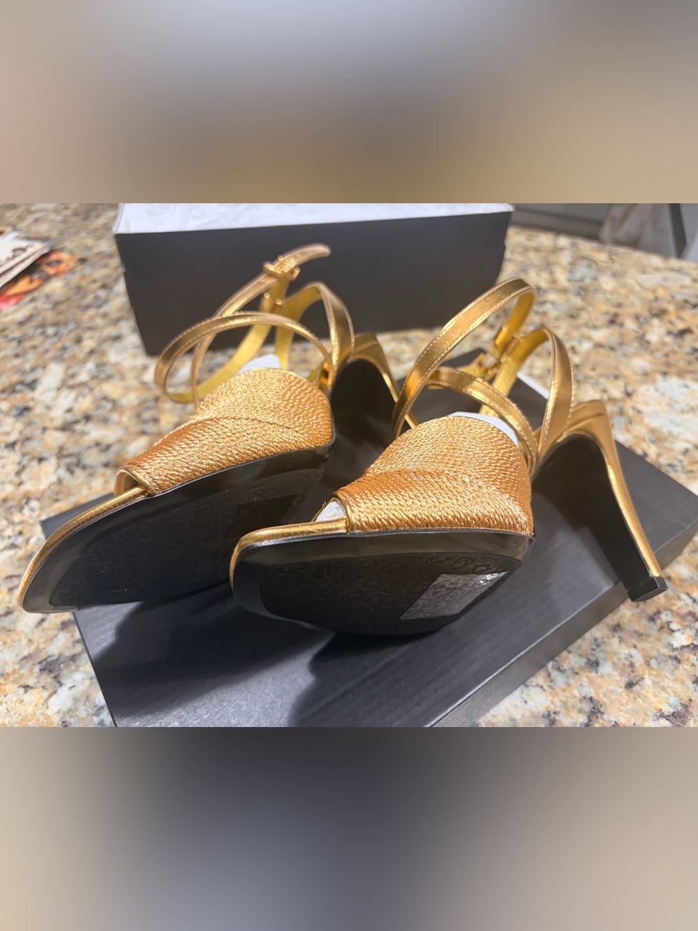Donna Karan NY Brooks Gold Strappy Womens Sandals - Picture 8 of 14